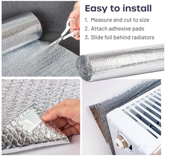 Multipurpose Foil Insulation Roll 10m x 60cm - 1 Pack Radiator Reflector Panels
