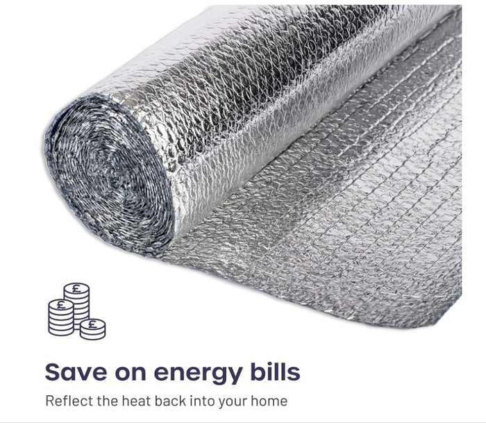 Multipurpose Foil Insulation Roll 10m x 60cm - 1 Pack Radiator Reflector Panels