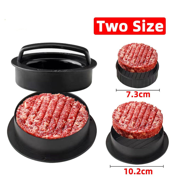 #N/A: black, red burger press mold set, practical kitchen tool product display style