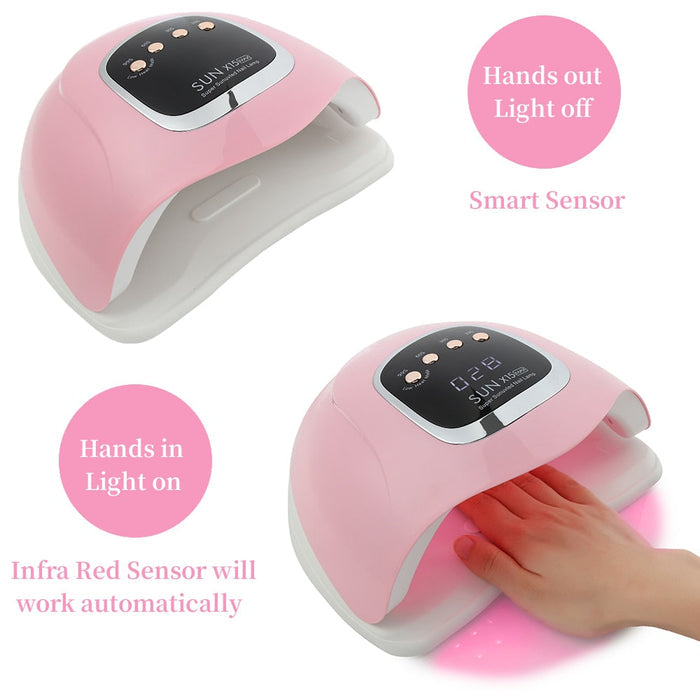 Nail Lamp with 66 LED Lights: pink, white UV/LED nail lamp, modern style