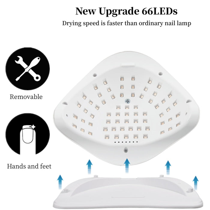 Nail Lamp with 66 LED Lights: pink, white UV/LED nail lamp, modern style