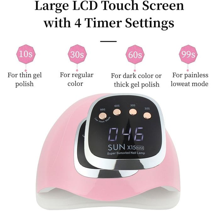 Nail Lamp with 66 LED Lights: pink, white UV/LED nail lamp, modern style