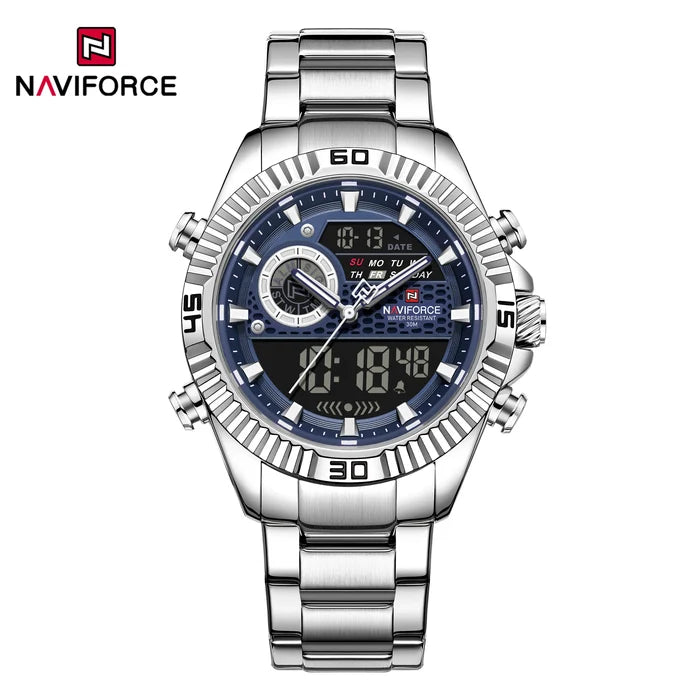 NAVIFORCE Men's Dual Display Stainless Steel Watch