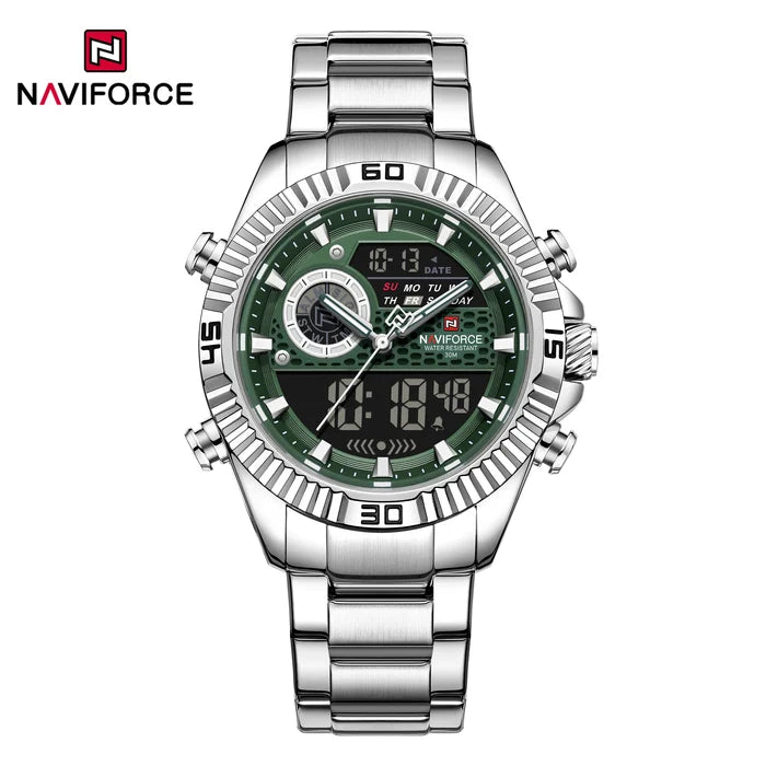 NAVIFORCE Men's Dual Display Stainless Steel Watch