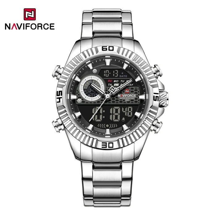 NAVIFORCE Men's Dual Display Stainless Steel Watch