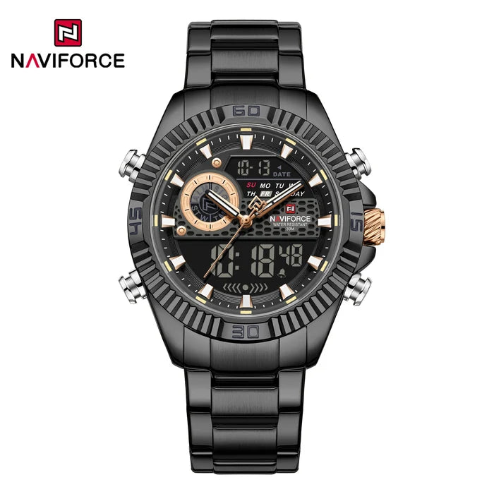 NAVIFORCE Men's Dual Display Stainless Steel Watch