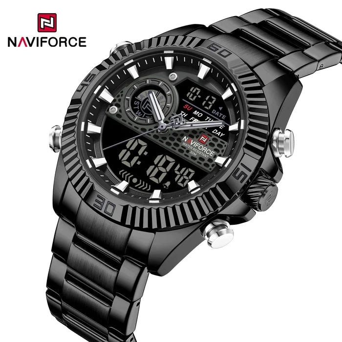 NAVIFORCE Men's Dual Display Stainless Steel Watch