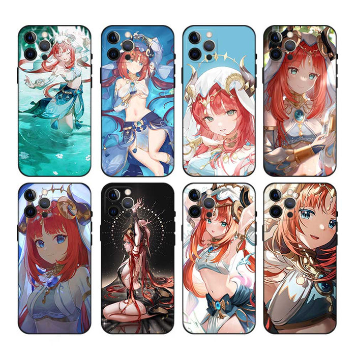 Nilou iPhone Cases: Soft, Durable Protection: red, teal anime-style red-haired female character, anime, colorful fantasy illu