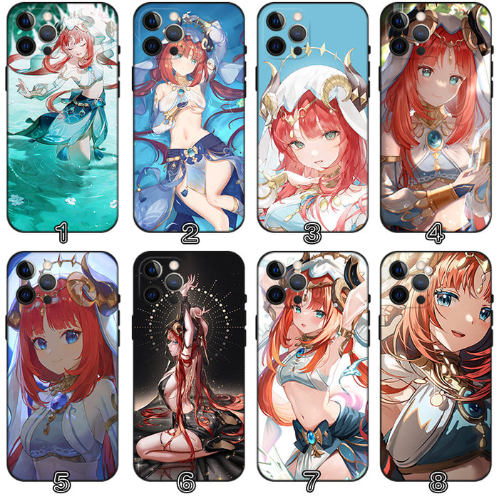Nilou iPhone Cases: Soft, Durable Protection: red, teal anime-style red-haired female character, anime, colorful fantasy illu