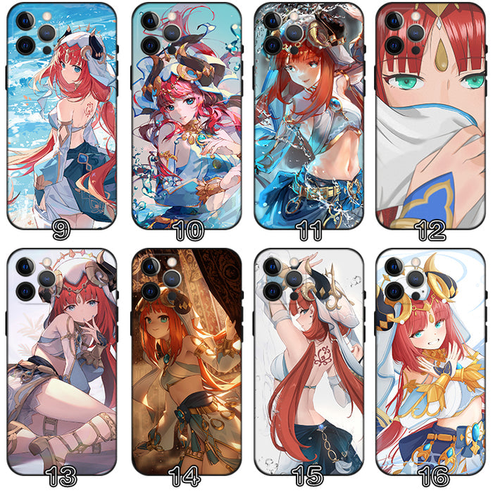 Nilou iPhone Cases: Soft, Durable Protection: red, teal anime-style red-haired female character, anime, colorful fantasy illu