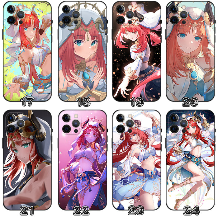 Nilou iPhone Cases: Soft, Durable Protection: red, teal anime-style red-haired female character, anime, colorful fantasy illu