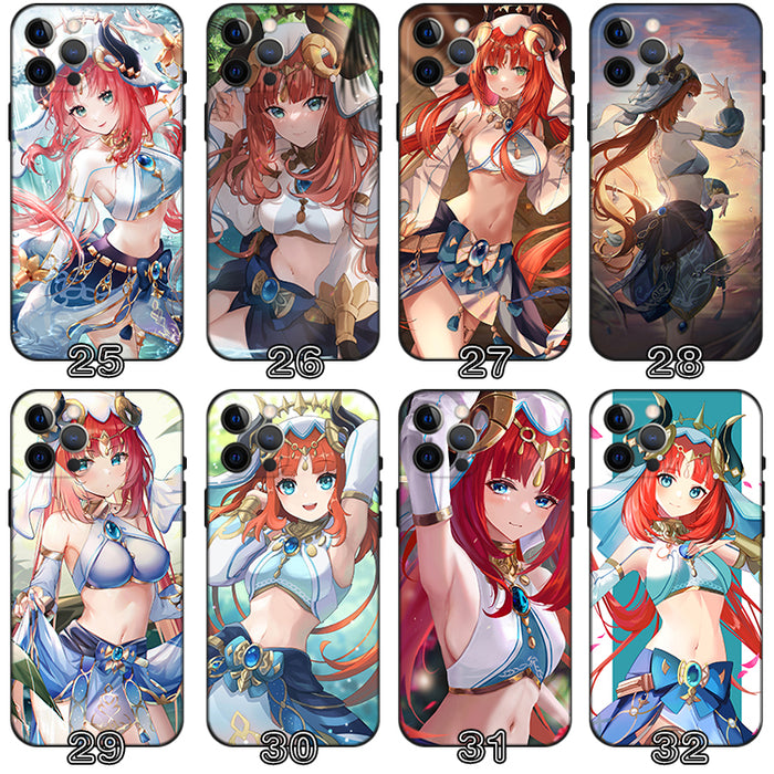 Nilou iPhone Cases: Soft, Durable Protection: red, teal anime-style red-haired female character, anime, colorful fantasy illu