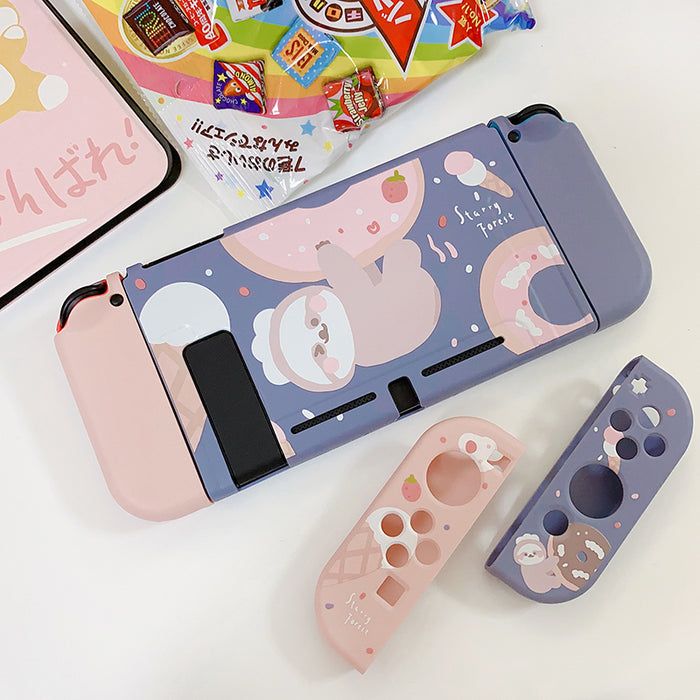Nintendo Switch Sloth Cover Case: blue, white foldable face mask, minimal style