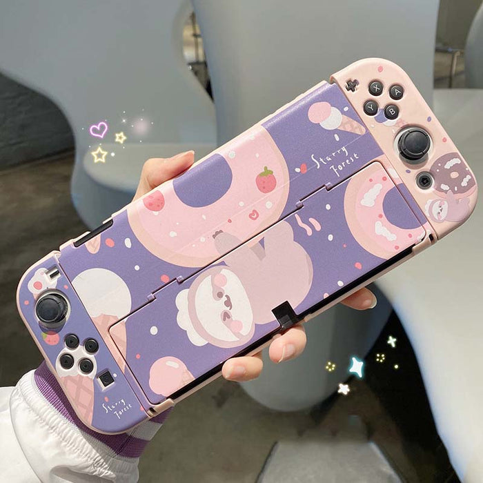 Nintendo Switch Sloth Cover Case: blue, white foldable face mask, minimal style