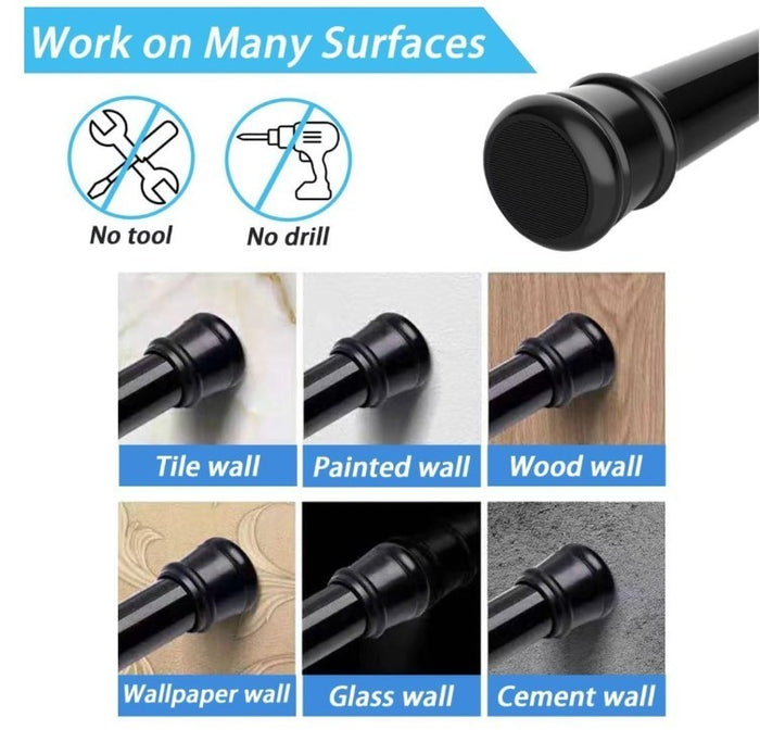 1 PC Tension Rod No Drill Shower Curtain Pole Extendable Curtain Poles-333