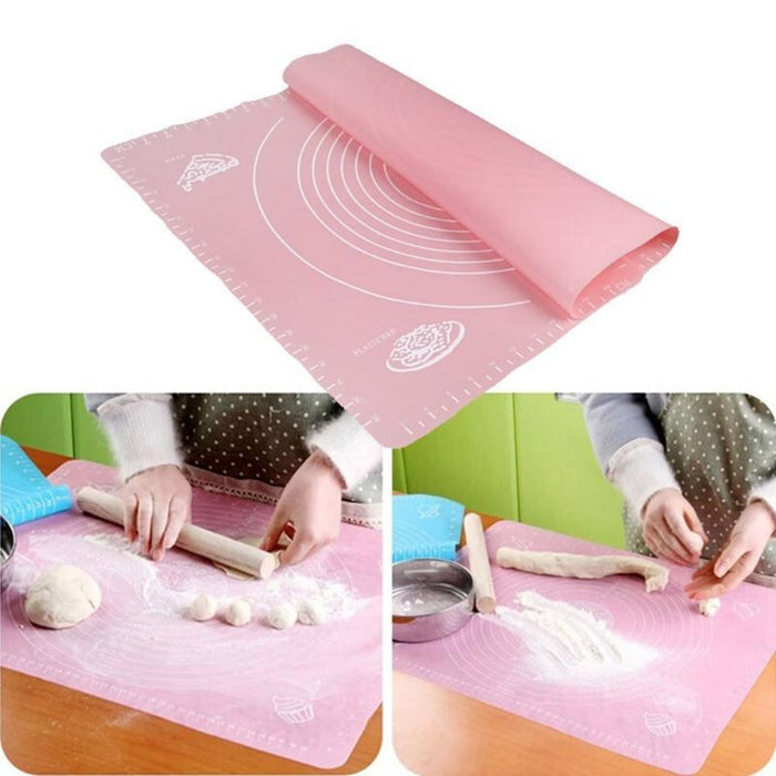 Non-Stick Baking Tools Set with Scale, 4 Piece Silicone Mat: pink, white silicone baking mat, minimal style