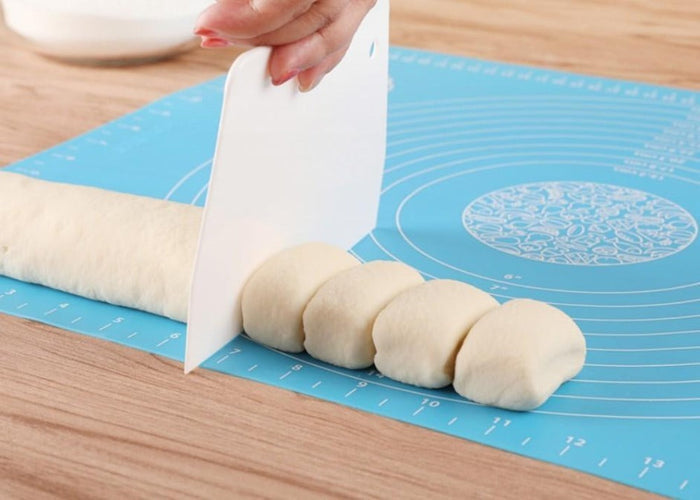 Non-Stick Baking Tools Set with Scale, 4 Piece Silicone Mat: pink, white silicone baking mat, minimal style