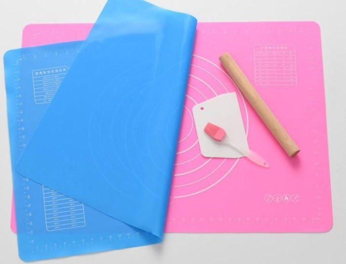 Non-Stick Baking Tools Set with Scale, 4 Piece Silicone Mat: pink, white silicone baking mat, minimal style