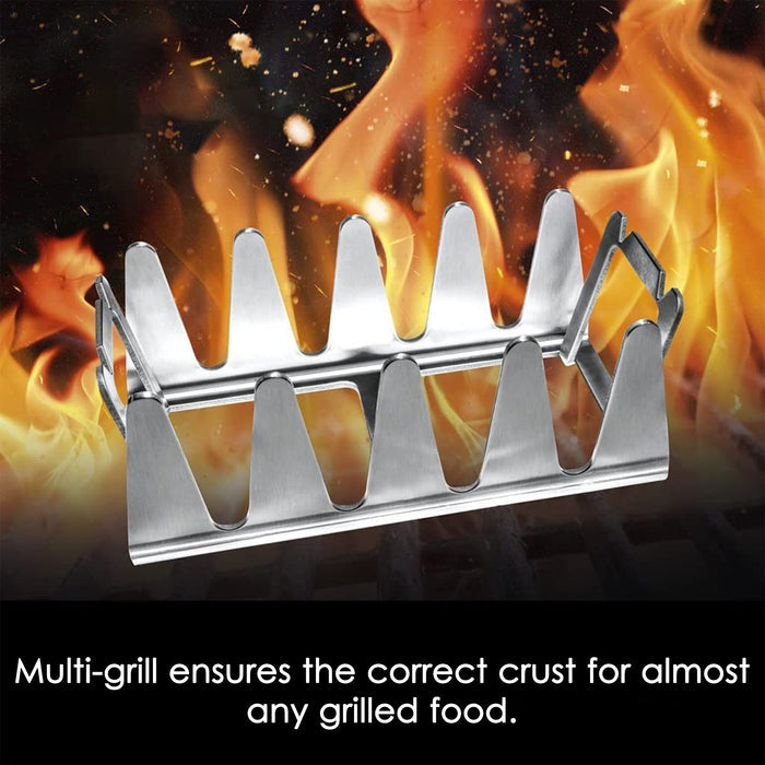 Non-Stick Grilling Rack for BBQ Meat: silver, gray metal rack/stand, minimal style