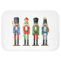Nutcracker Toy Soldiers Bath Mat, Enhance Your Home Décor with Holiday Accents: white, blue four nutcracker soldiers, cartoon