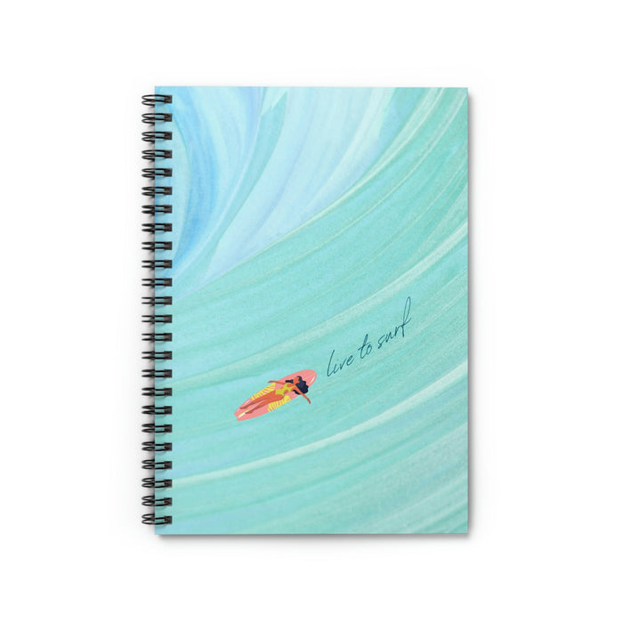 Ocean Spiral Notebook for Surfing Enthusiasts: aqua, turquoise surfing theme, minimal cartoon style