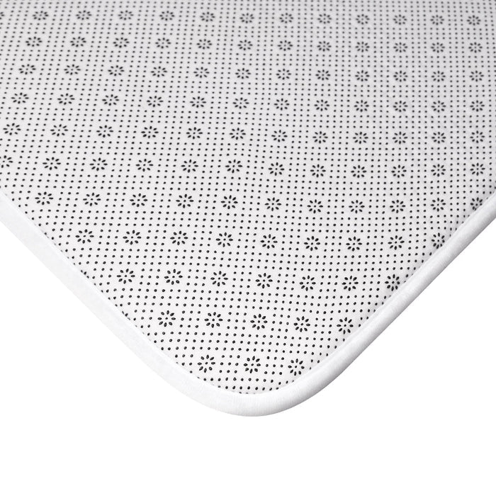 Oceanfront Cargo Vessel Bath Mat: light blue, dark blue cargo ship, cartoon, minimal style