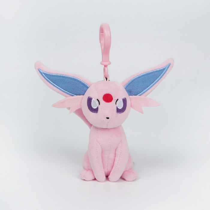 Official Espeon Plush Keychain: Portable Cuteness: pink, blue Espeon character, cartoon/kawaii style