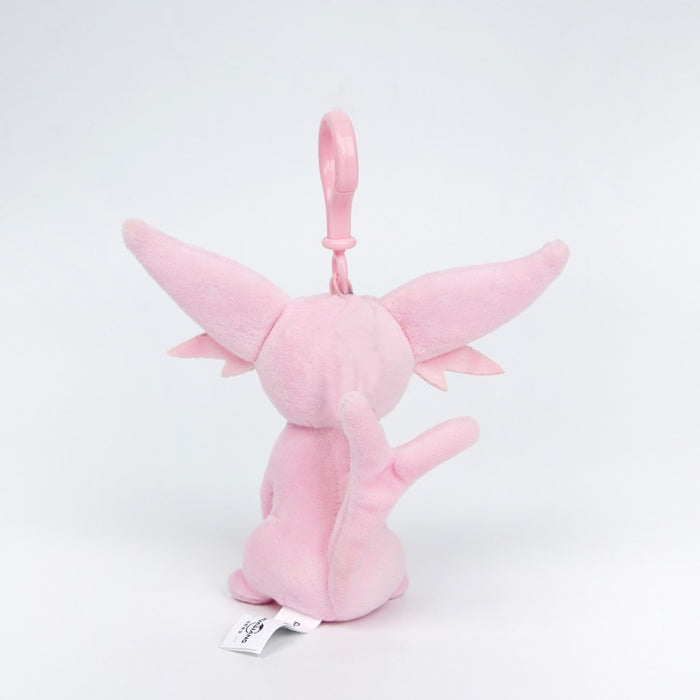 Official Espeon Plush Keychain: Portable Cuteness: pink, blue Espeon character, cartoon/kawaii style