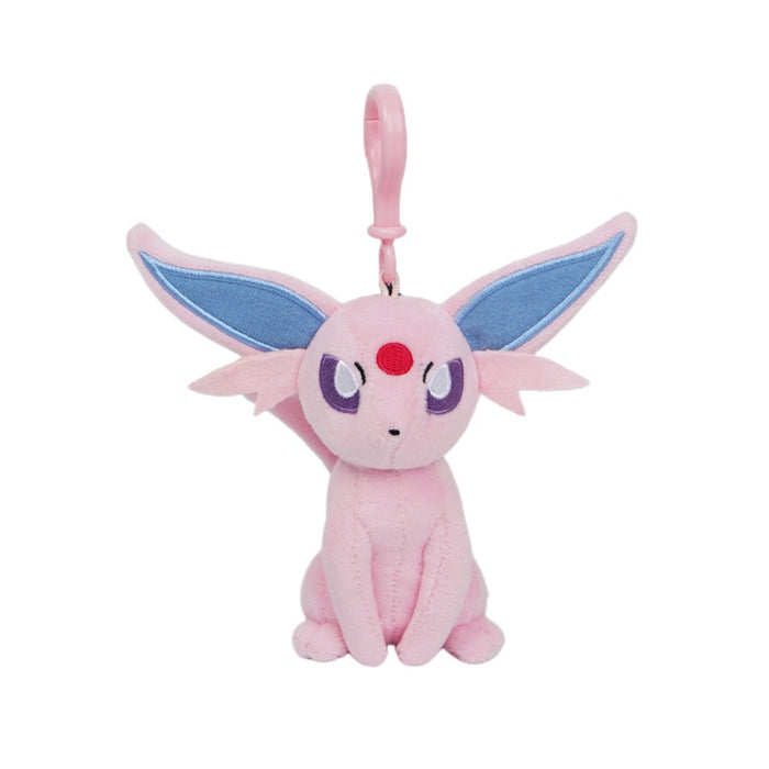 Official Espeon Plush Keychain: Portable Cuteness: pink, blue Espeon character, cartoon/kawaii style