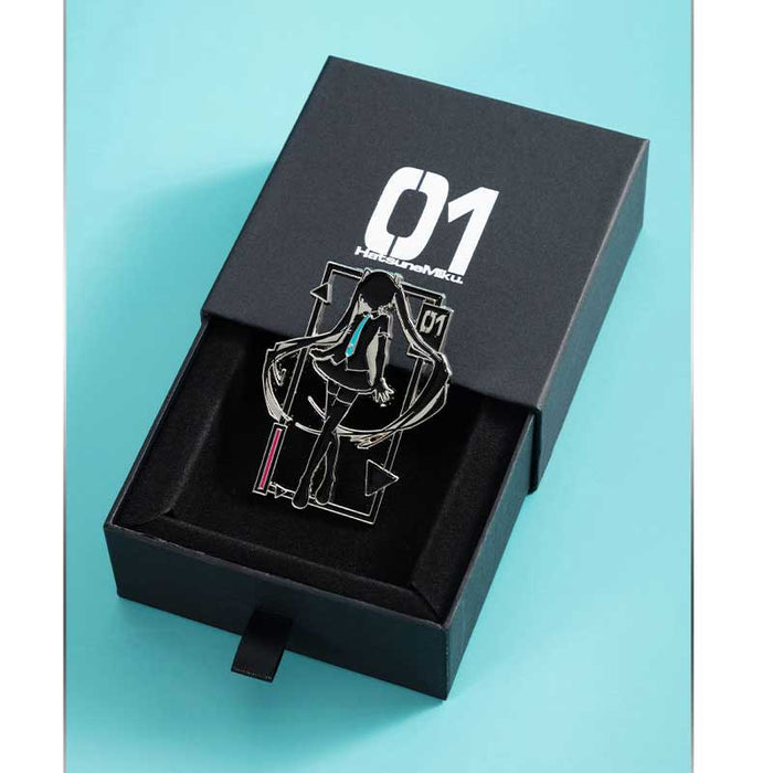 Official Licensed Miku Badges with Gift Box: black, turquoise Hatsune Miku character, anime, graphic, minimalist style