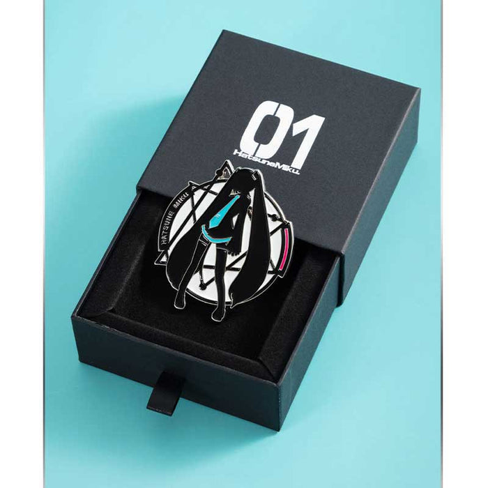 Official Licensed Miku Badges with Gift Box: black, turquoise Hatsune Miku character, anime, graphic, minimalist style