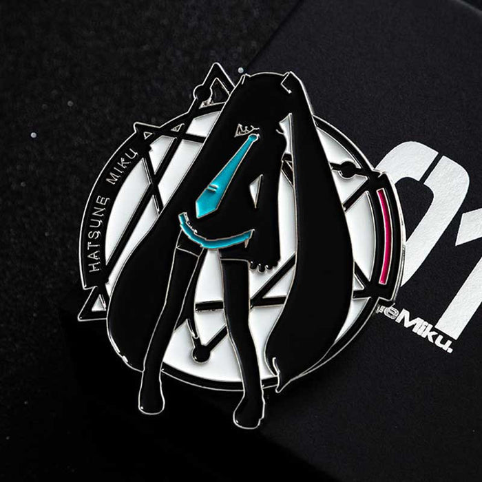 Official Licensed Miku Badges with Gift Box: black, turquoise Hatsune Miku character, anime, graphic, minimalist style