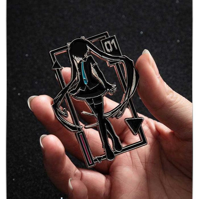 Official Licensed Miku Badges with Gift Box: black, turquoise Hatsune Miku character, anime, graphic, minimalist style