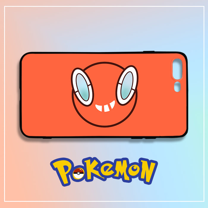 Orange Rotom Phone Case: Slim and Customizable: orange-red, black Pokémon character face, cartoon style