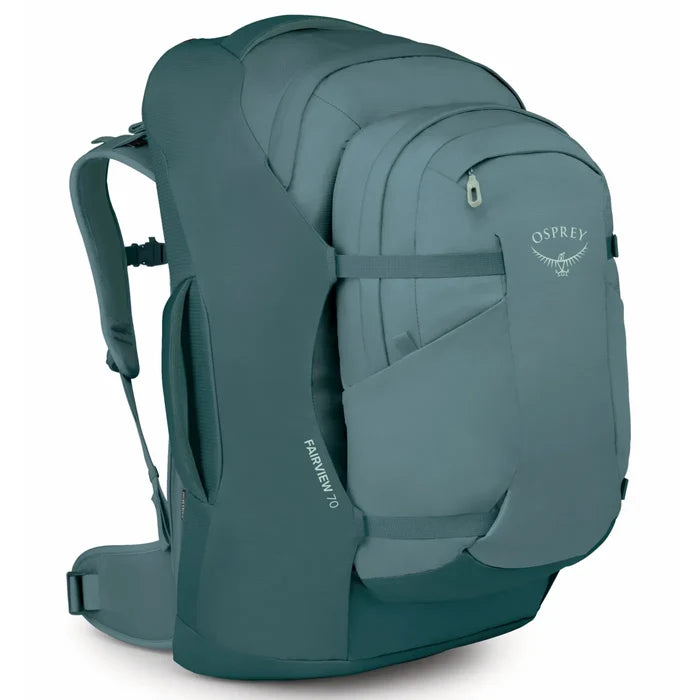 Osprey Farview 70L Women's Travel Pack with Detachable Fairview Day Pack - Cascade Blue/Torrent Blue