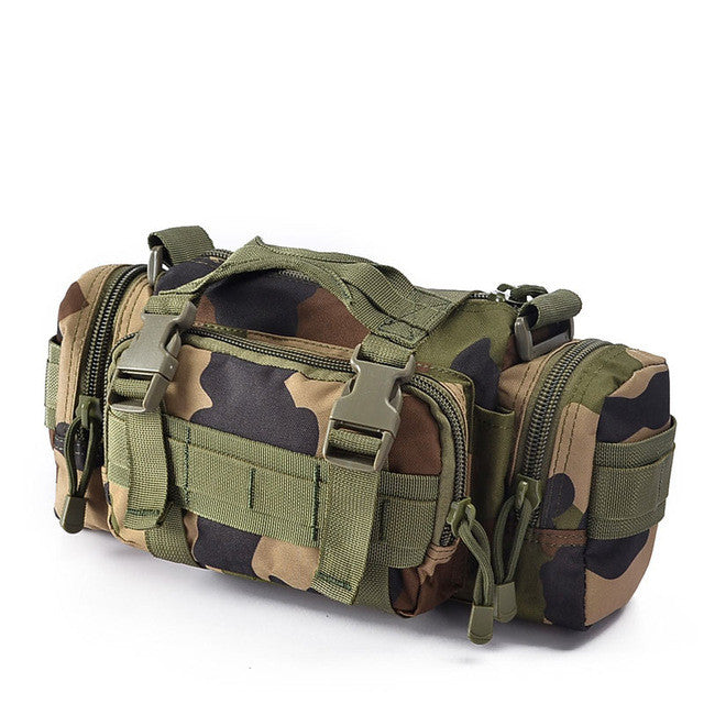 Outdoor Sports Bag with Military Design: olive green, tan tactical shoulder/hand bag, tactical military style