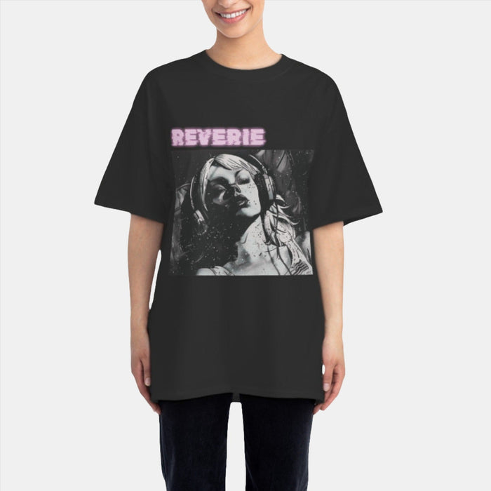 Oversize T-Shirt with a Retro Vibe: black, white woman portrait graphic, graphic streetwear style