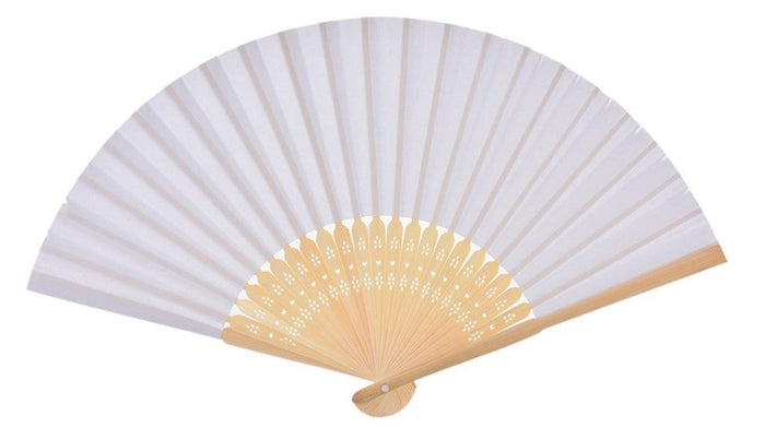 Pack of 8 Fan Wedding Souvenirs: natural light wood, pink folding hand fan, simple colorful style