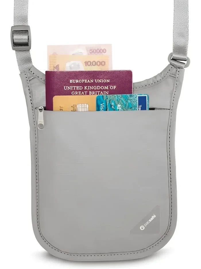 Zippered main compartment fits passport (Please note : Contents for display purpose only)