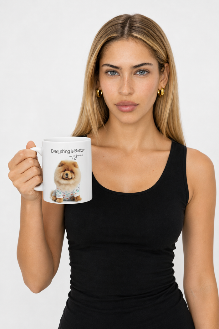 Pajama-Clad Fluffy Chow Chow Mug Default