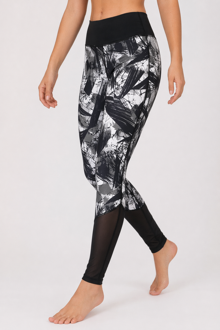 Patterned High Waist Yoga Legging: Emphasizing Core Meaning Default