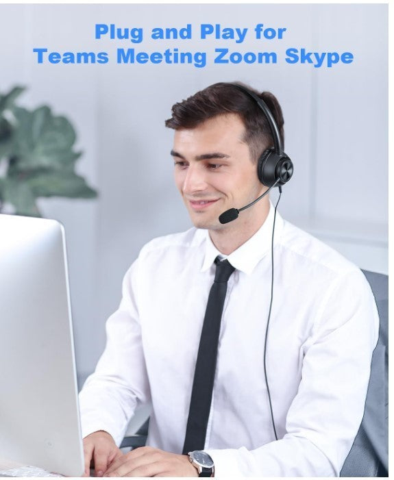 PC Headset with Microphone, Wired Headset with USB-A&C Compatible With Many-172