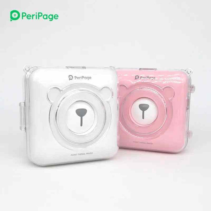 PeriPage A6 Protection Case transparent cover for white and pink PeriPage pocket thermal printers