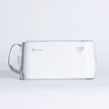Transparent PeriPage A9 Max protective case with nylon carrying strap on white background