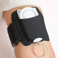 Personal Alarm Wristband for Self-Defense: black, white wearable thigh holster pouch, minimal utilitarian style