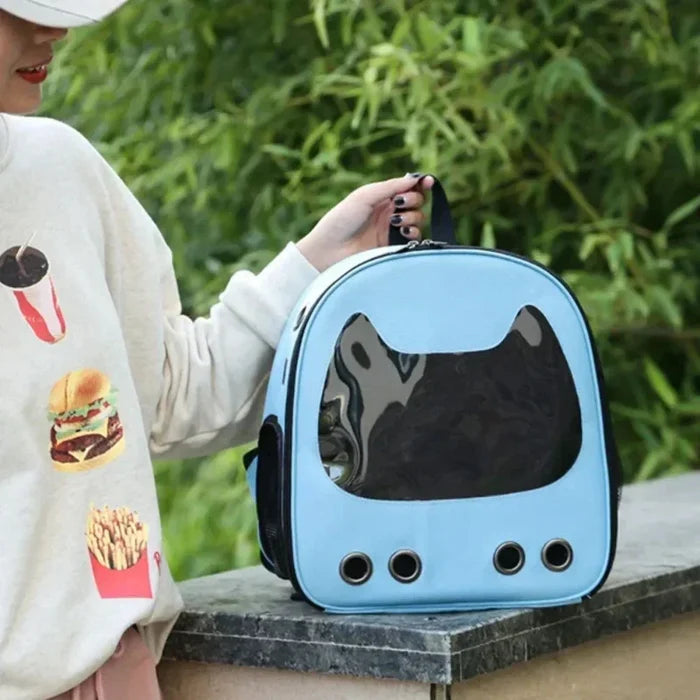 Pet Carrier Backpack with Feline Design for Small Sized Cats: pink, black cat, cute cartoon-inspired style