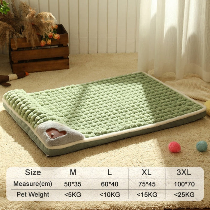 Pet Pillow Bed Combo: light green, white dog, cozy style