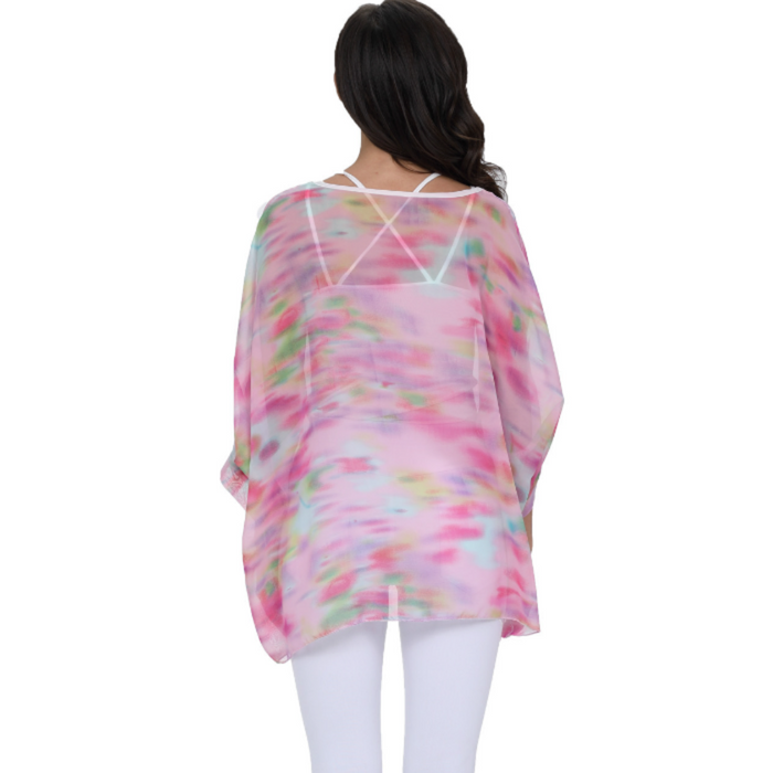 Pink Chiffon Women's Unicorn Blouse: pink, white women's sheer tunic top, casual style