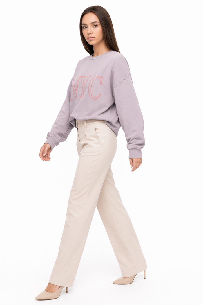 Pink Crewneck Sweatshirt for Women in New York City Default