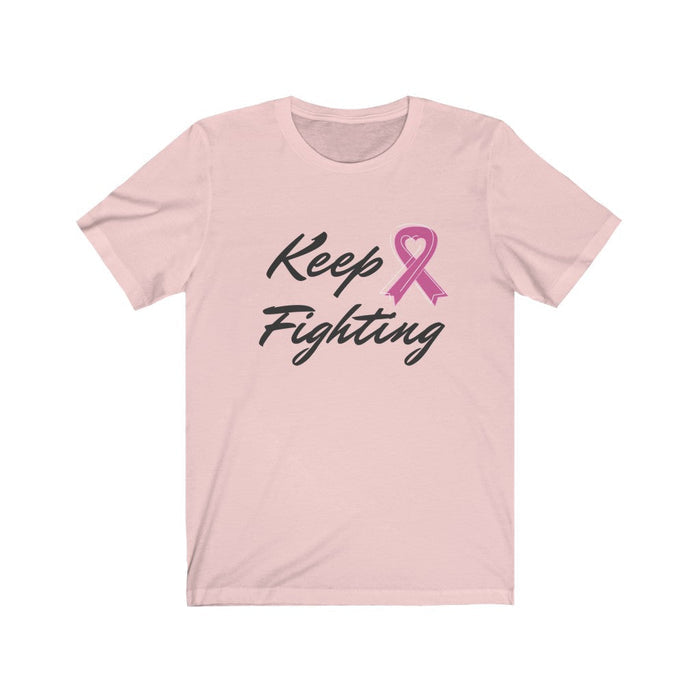 Pink Ribbon Awareness Tee for the Fight Against Cancer: white, black breast cancer awareness, casual graphic style